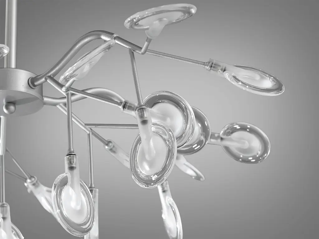 Лаконичная новинка, люстра в спальню "Светлячок", 30 ламп, хром сатин - фото 4