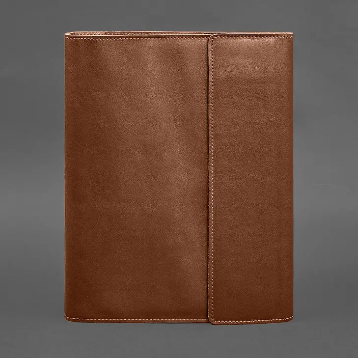 Кожаная папка для документов "Семейная" А4 на сегрегаторе с файлами светло-коричневая - фото 11