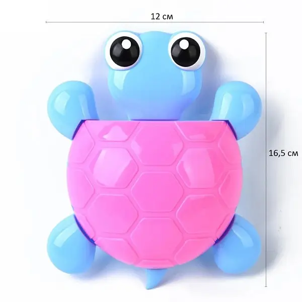 Тримач для зубних щіток настінний UKC у формі морської черепахи на трьох присосках Рожево-Блакитний 00978 - фото 4