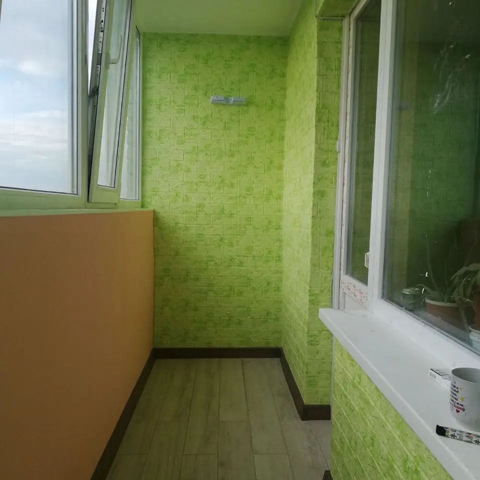 Самоклейка декоративна 3D панель 3D Loft під цеглу салатовий мармур 700x770x5мм - фото 4