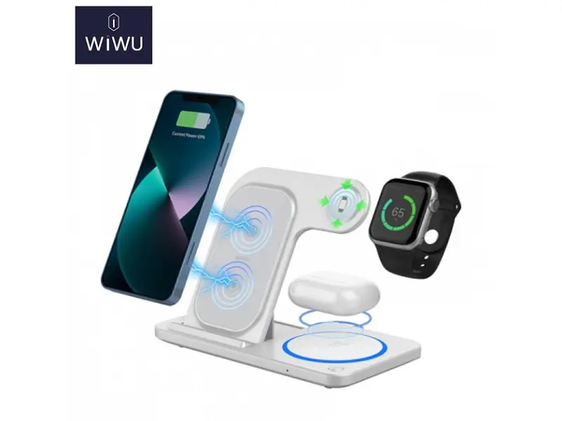 Бездротовий зарядний пристрій WiWU WI-W020 3 в 1 15 W White - фото 3