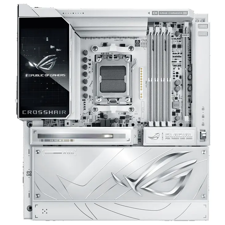 ASUS Материнська плата ROG CROSSHAIR X870E GLACIAL sAM5 X870E 4xDDR5 M.2 USB Type-C Wi-Fi BT E-ATX білий