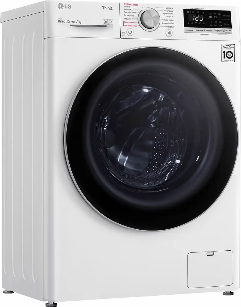 Пральна машина LG з фронтальним завантаженням F2V5HS1W, 7кг, 1200, A+++-20%, Пар, глибина 45см, Дисплей, Інвертор, Білий (F2V5HS1W) - фото 2