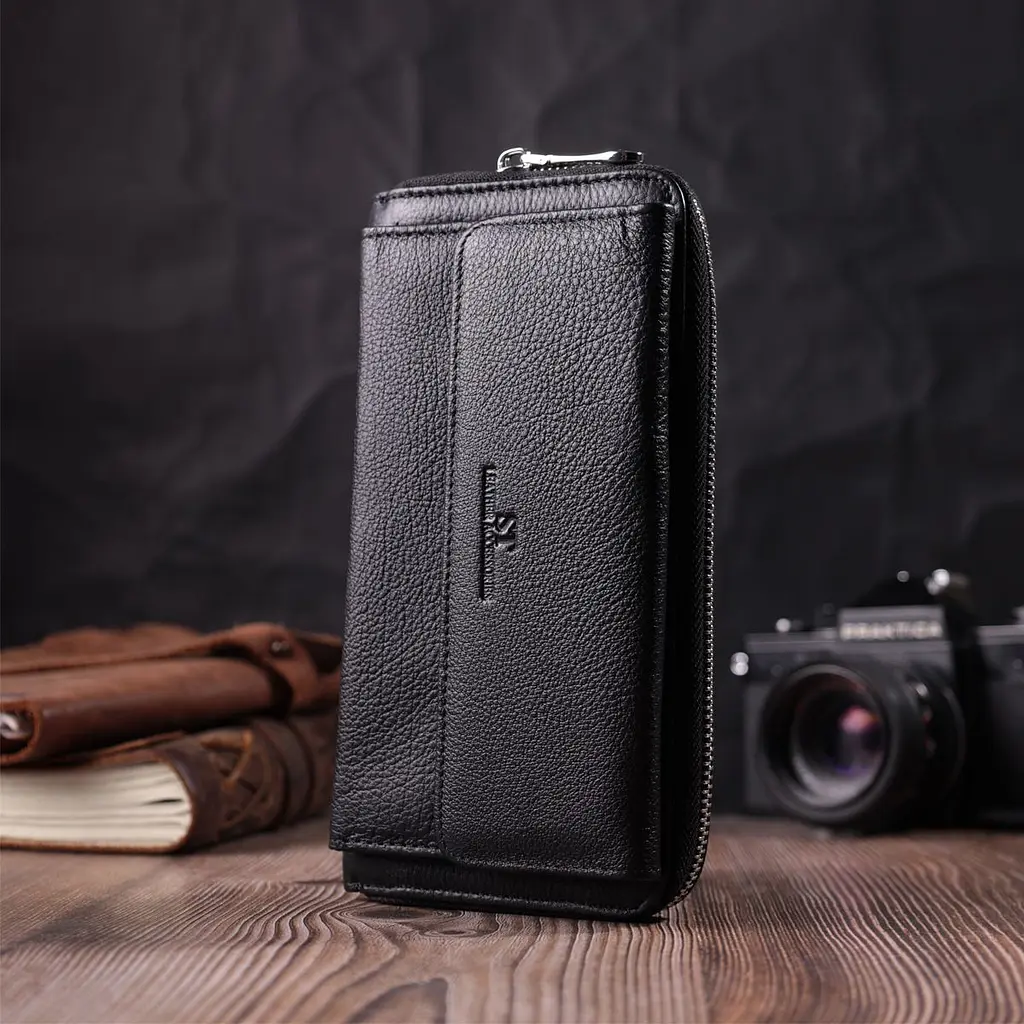 Функціональний гаманець-клатч унісекс з натуральної шкіри ST Leather 22529 чорний - фото 6
