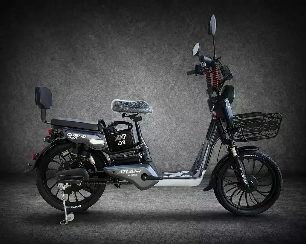 Электровелосипед двухместный Corso Atlant (800W,48V,20Ah) +корзина Серый - фото 2