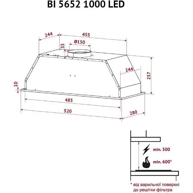 Вытяжка встроенная Perfelli BI 5652 WH 1000 LED - фото 11