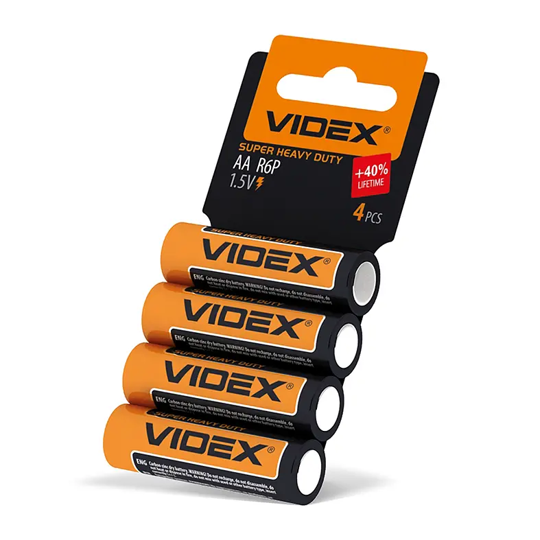 Батарейка сольова Videx R6P/AA 4шт SHRINK CARD VIDEX (21157-000) - фото 3