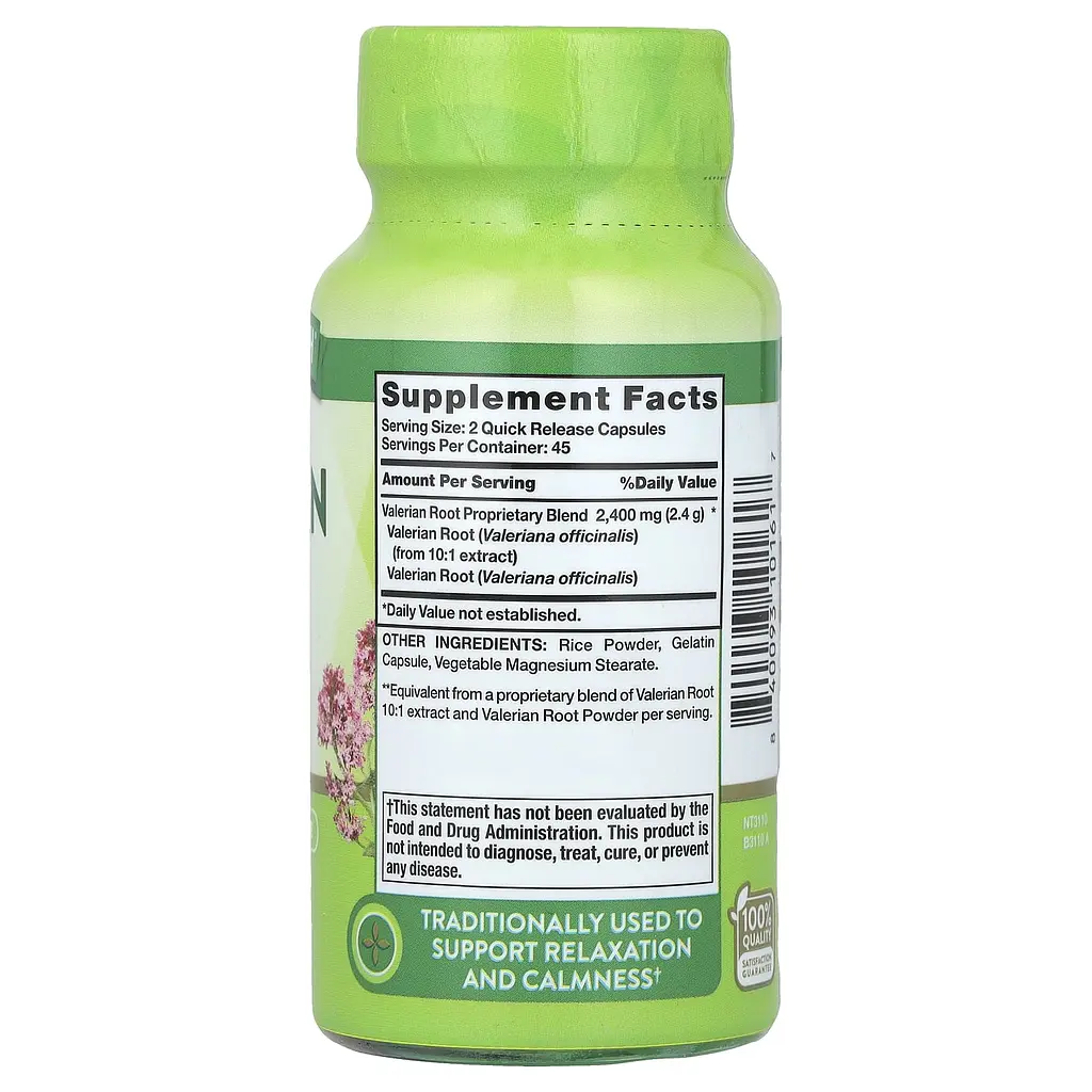 Валеріана Nature's Truth Valerian Root корінь 2400 мг 90 капсул швидкого вивільнення - фото 2