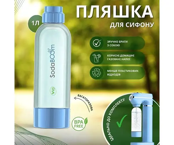 Багаторазова пляшка ViO SodaBoom SD-7006 bluemarine для газування води в сифоні - фото 2