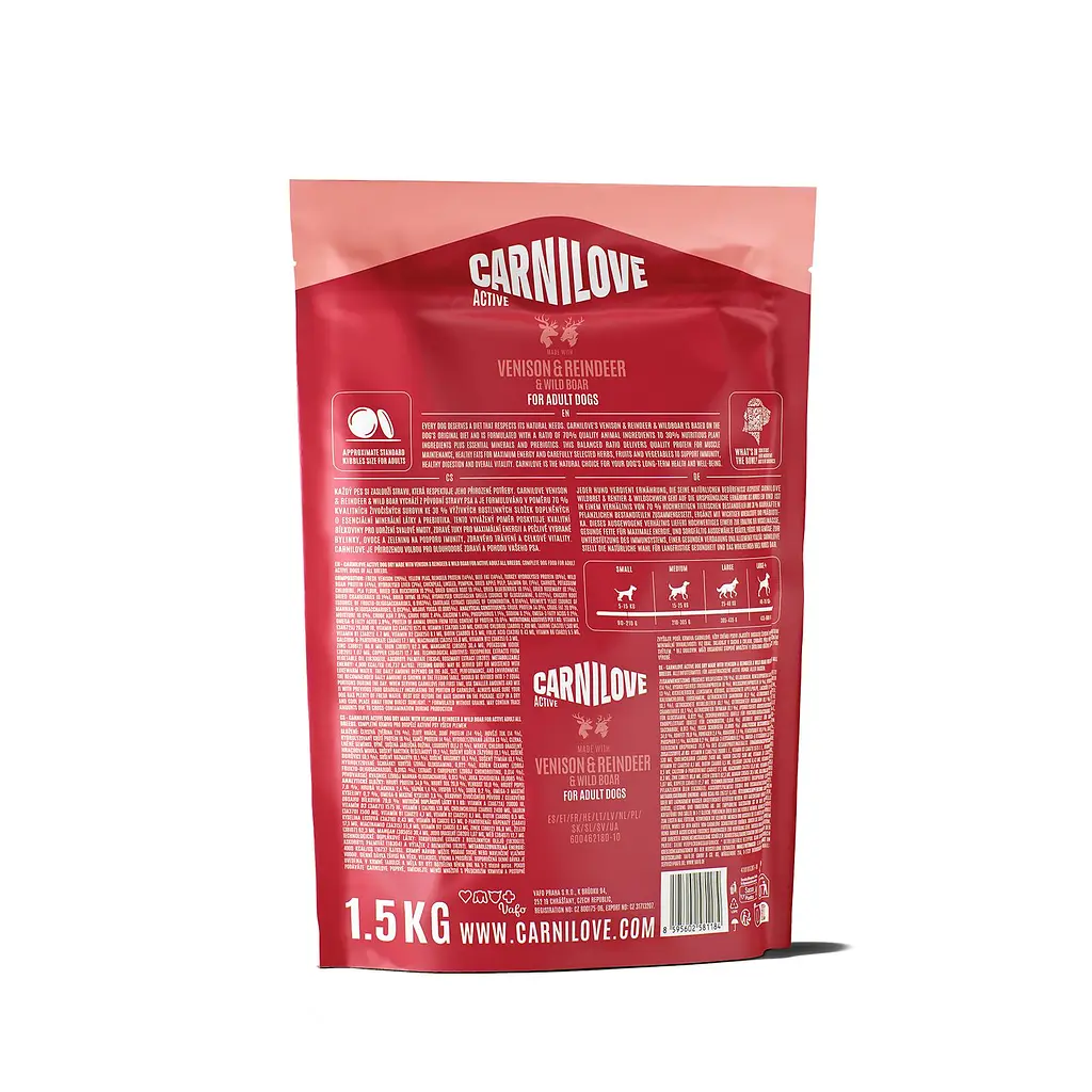 Сухий корм для активних собак Carnilove Active Venison & Reindeer & Wild Boar Active Adults суперпреміум оленина і дикий кабан 1.5 кг - фото 2