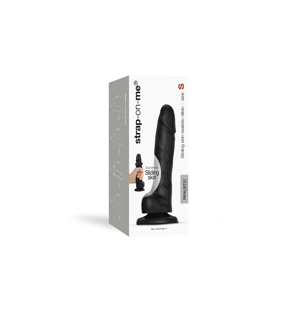 Реалістичний фалоімітатор Strap-On-Me Sliding Skin Realistic Dildo Black - S, ефект рухомої шкіри - фото 7