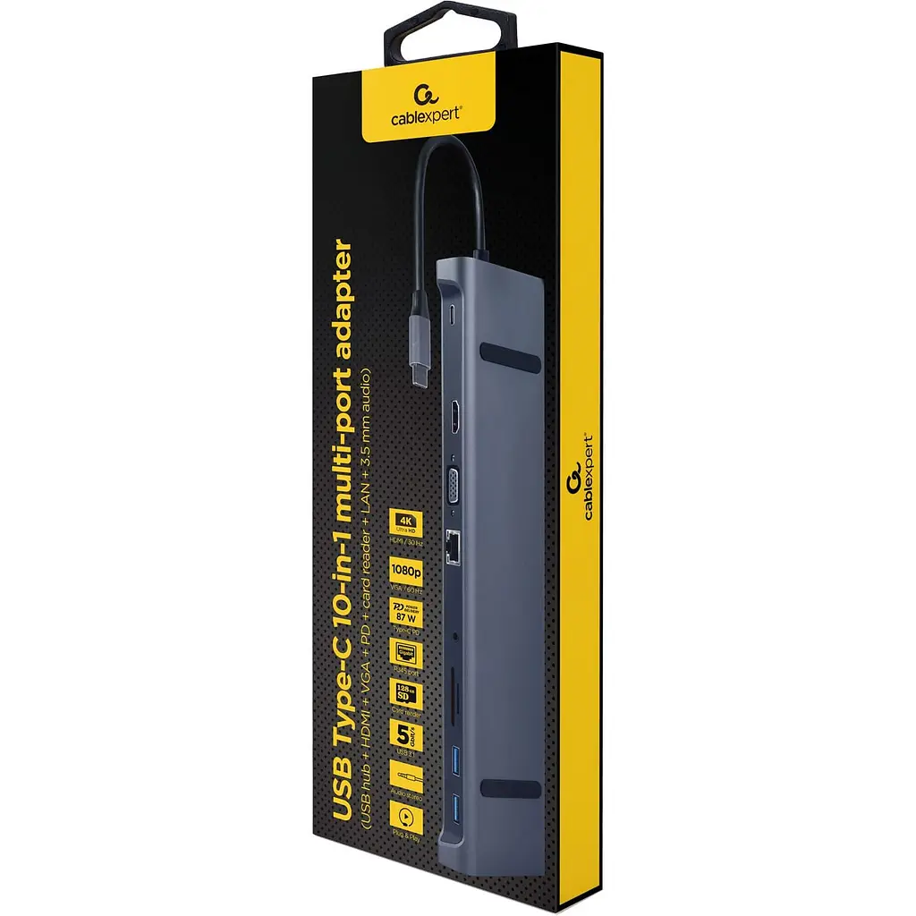 USB-Хаб Cablexpert A-CM-COMBO10-01 USB Type-C 10-в-1 (A-CM-COMBO10-01) - фото 2