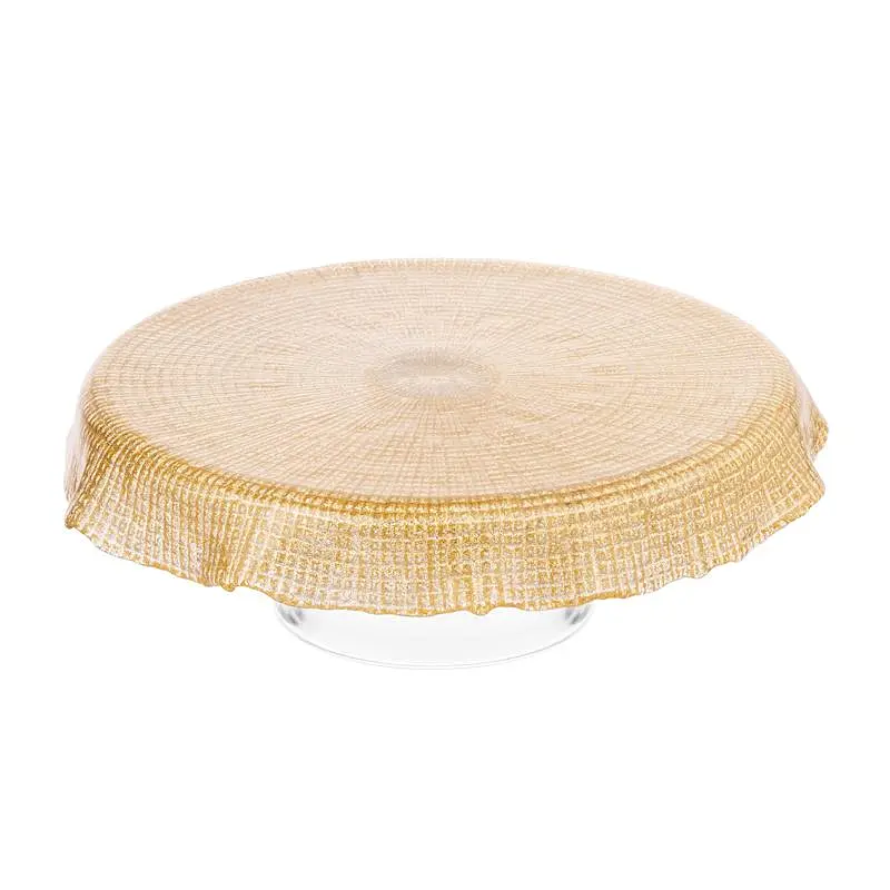 Блюдо для торта Ardesto Golden ice 28х9.5см, скло, кругла, золотистий (AR5053)