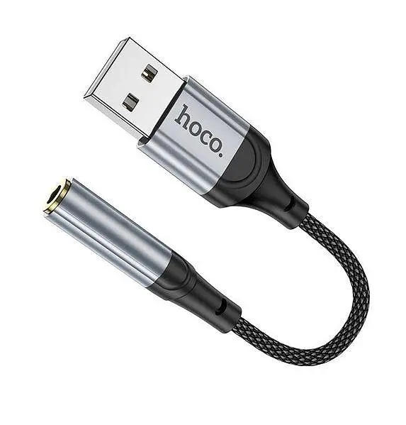 Переходник Hoco LS36 USB to 3.5 внешняя звуковая карта 12 см DAC - фото 2