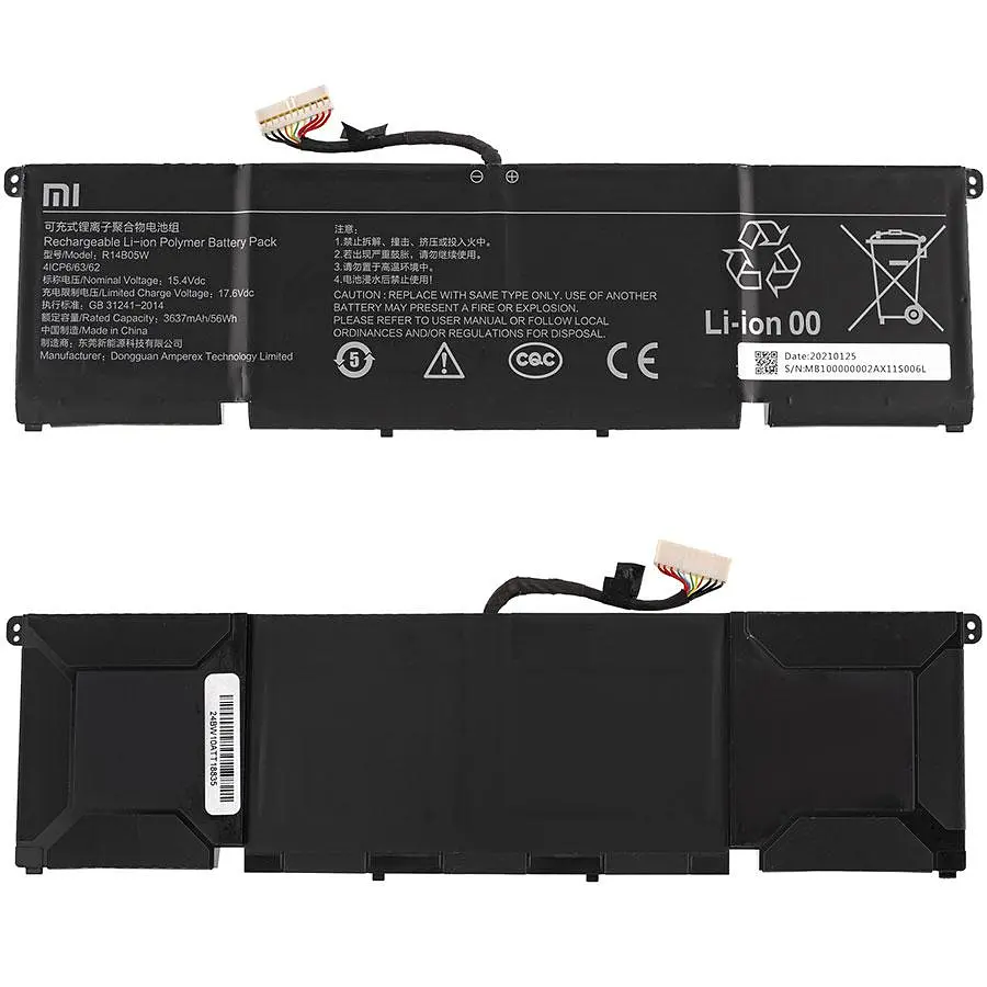 Батарея для ноутбука Xiaomi R14B05W (Xiaomi Pro X 14) 15.44V 3637mAh 56Wh Чорний - фото 2