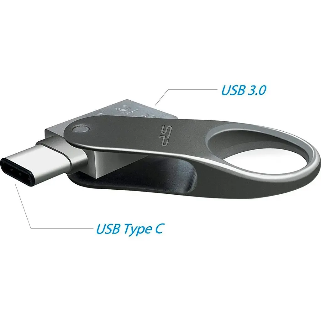 USB флеш-накопичувач Silicon Power Mobile C80 128GB USB-A + USB-C 3.2 Silver (SP128GBUC3C80V1S) [134979] - фото 7