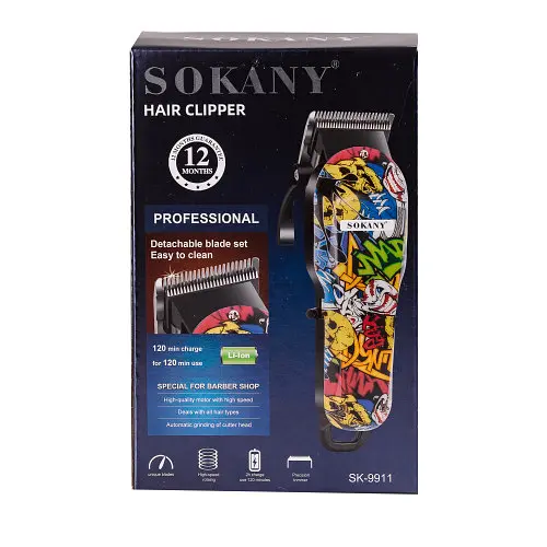 Машинка для стрижки волосся Sokany SK-9911 акумуляторна з насадками, графіті Sokany SK9911 - фото 6