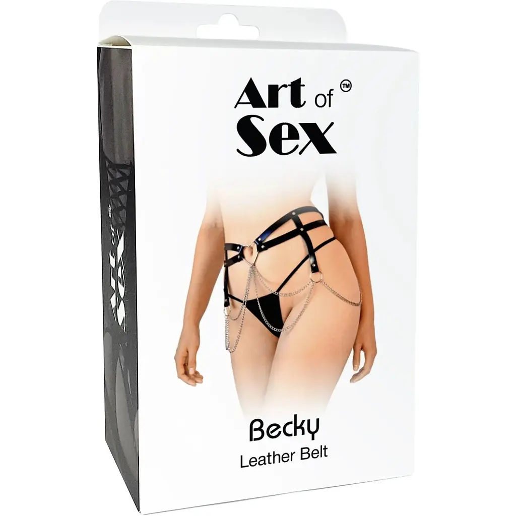 Шкіряний пояс декорований ланцюжками Art of Sex - Becky, розмір XS-M, колір Чорний - фото 5