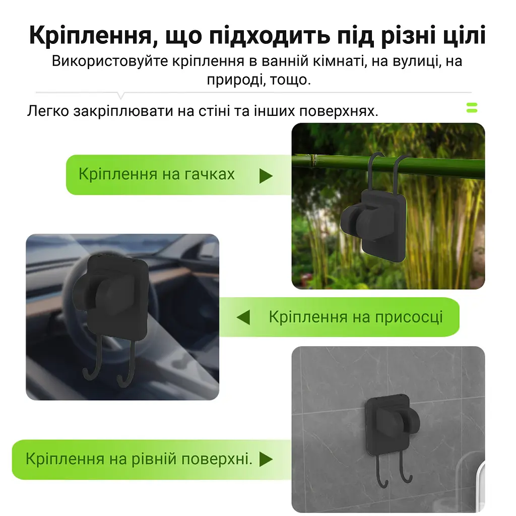 Портативний кемпінговий душ з акумулятором на 6000 mAh Зелений (00251) - фото 6
