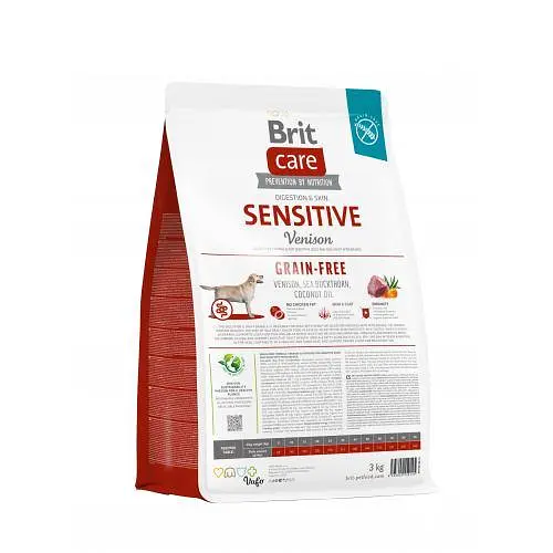 Сухий корм Brit Care Dog Grain-free Sensitive для собак з чутливим травленням, беззерновий з олениною, 3 кг - фото 3