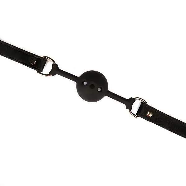 Повітропроникний кляп Liebe Seele Boudoir Amor Ball Gag Black, силіконова кулька, діаметр 4,3 см - фото 4