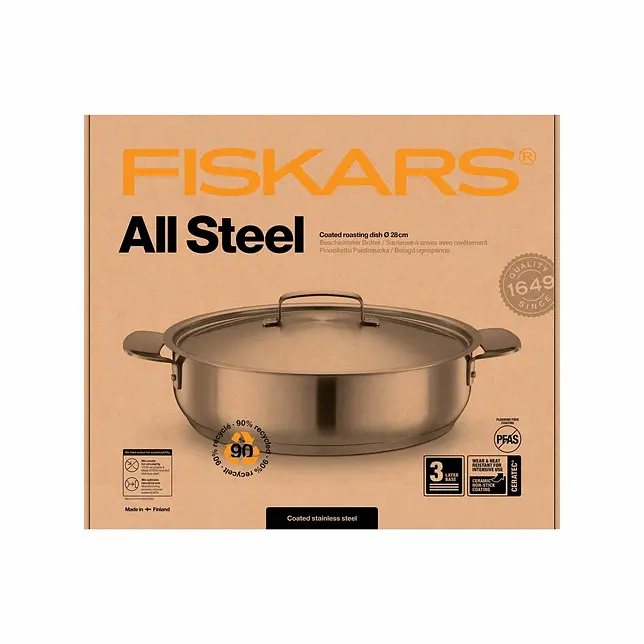 Сотейник глибокий Fiskars All Steel 28 см матовий (1064749) - фото 6