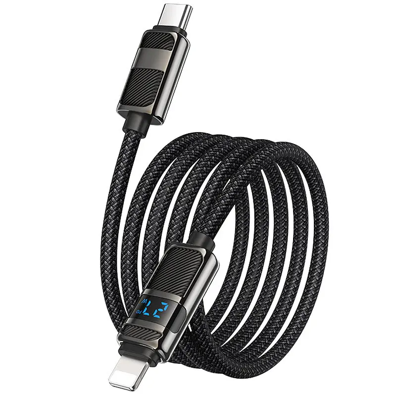 Дата кабель Hoco U137 Line with display Type-C to Lightning 27W (1.2m) Black - фото 5