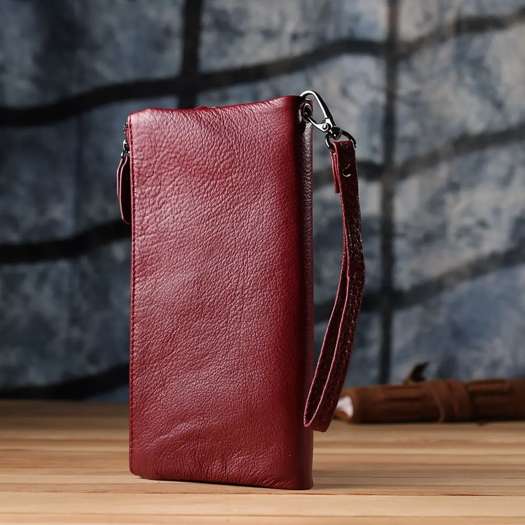 Шкіряний гаманець на три відділення ST Leather 23108 бордовий - фото 10