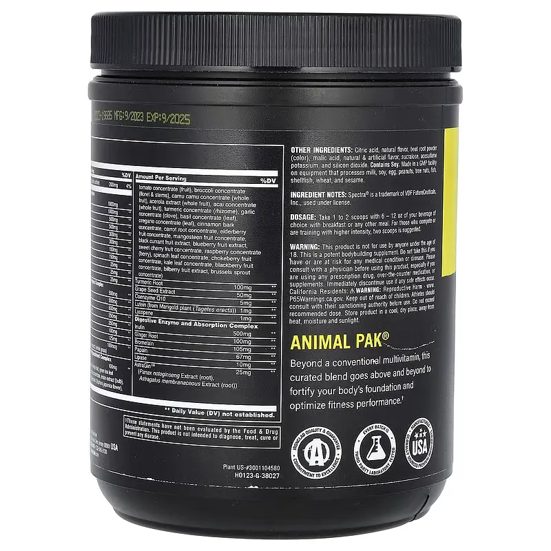 Тонізуючий Вітамінний Комплекс Animal Pak® Improved Formula - 417 г Фруктовий Пунш - фото 3