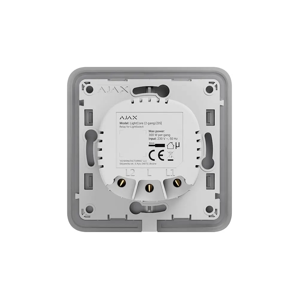 Розумний двоклавішний вимикач Ajax LightSwitch 2-gang білий (26-00234) - фото 2