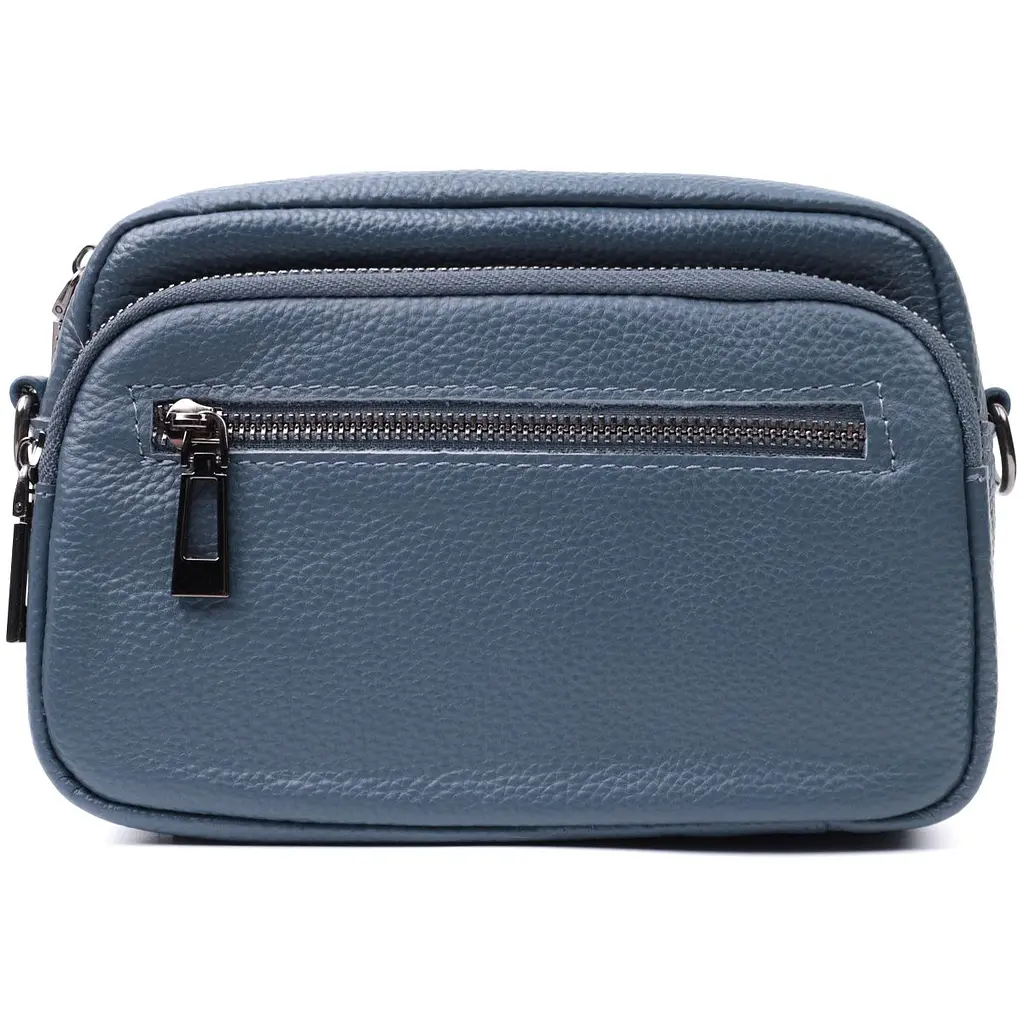 Оригінальна сумка жіноча з накладною кишенею з натуральної шкіри Vintage 22641 синя - фото 5