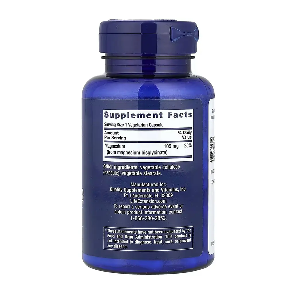 Магній Life Extension (Glycinate) - 90 веганських капсул, для м’язів і нервової системи - фото 2
