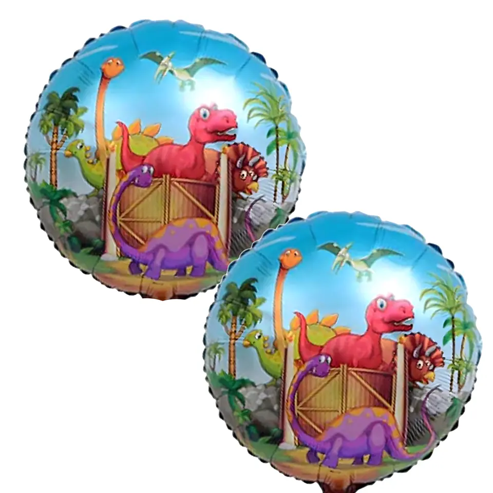 Фольгована кулька JS Balloon фігура "Трицератопсом" 5 шт наповнення повітрям або гелієм для тематичних вечірок Різнокольоровий - фото 2
