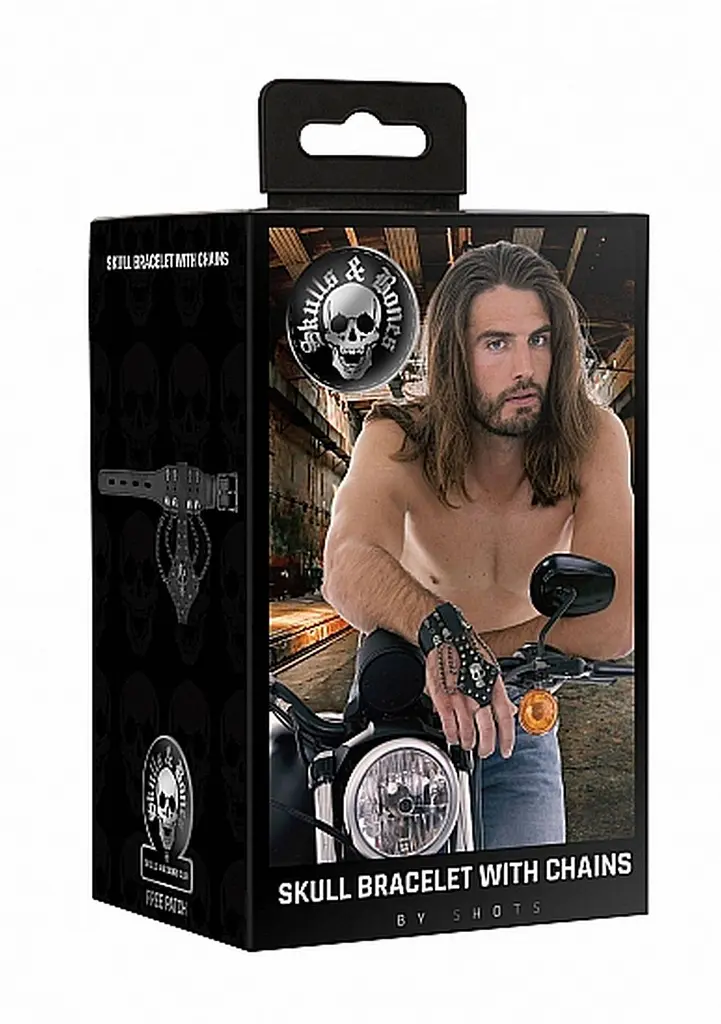 Браслет Skulls and Bones - Bracelet with Skulls and Chains - Black Ouch! 36-OU307BLK 98975 - фото 3