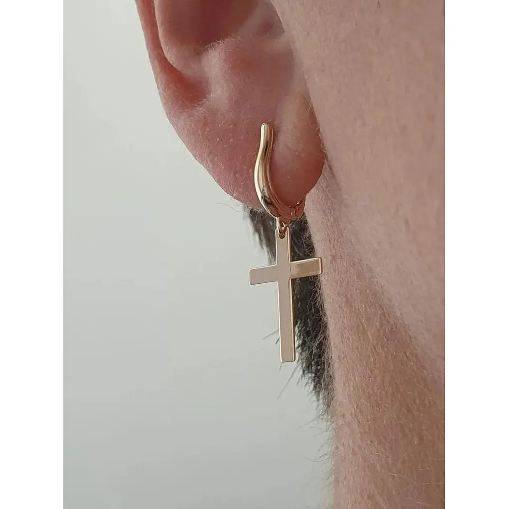 Золота моносережка Favoritum Хрестик. 210180/1 - фото 4