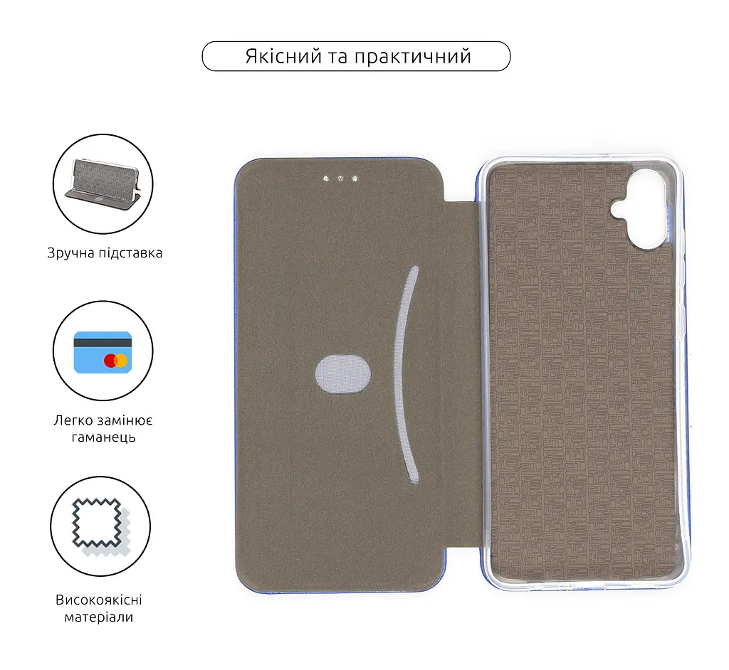 Чехол-книжка для Samsung Galaxy A05 (A055), G-Case, синий, кожаный чехол-книга из экокожи (PU) и TPU, с магнитом, с подставкой и вместительным кардхолдером, противоударный, защита всего корпуса, ArmorStandart (ARM71799) - фото 3