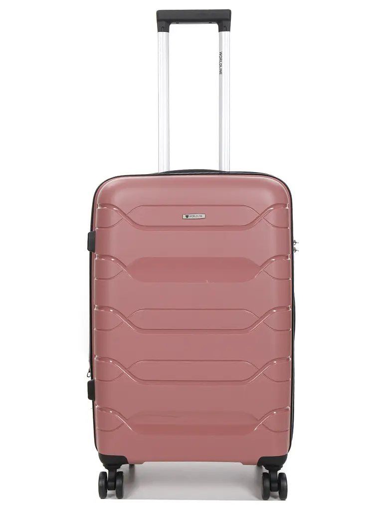 Валіза середня M поліпропілен Worldline Airtex 282 74л 64×41×26см Рожеве золото - фото 2
