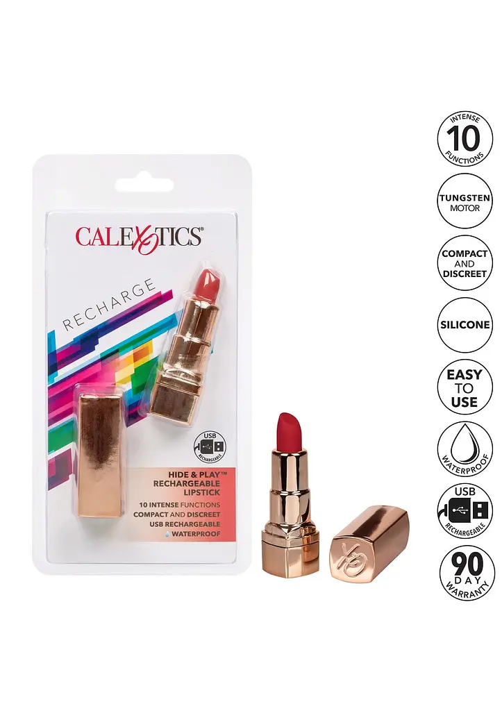 Вибратор для клитора CalExotics Hide & Play Lipstick Recharge 7.5 см красный - фото 10