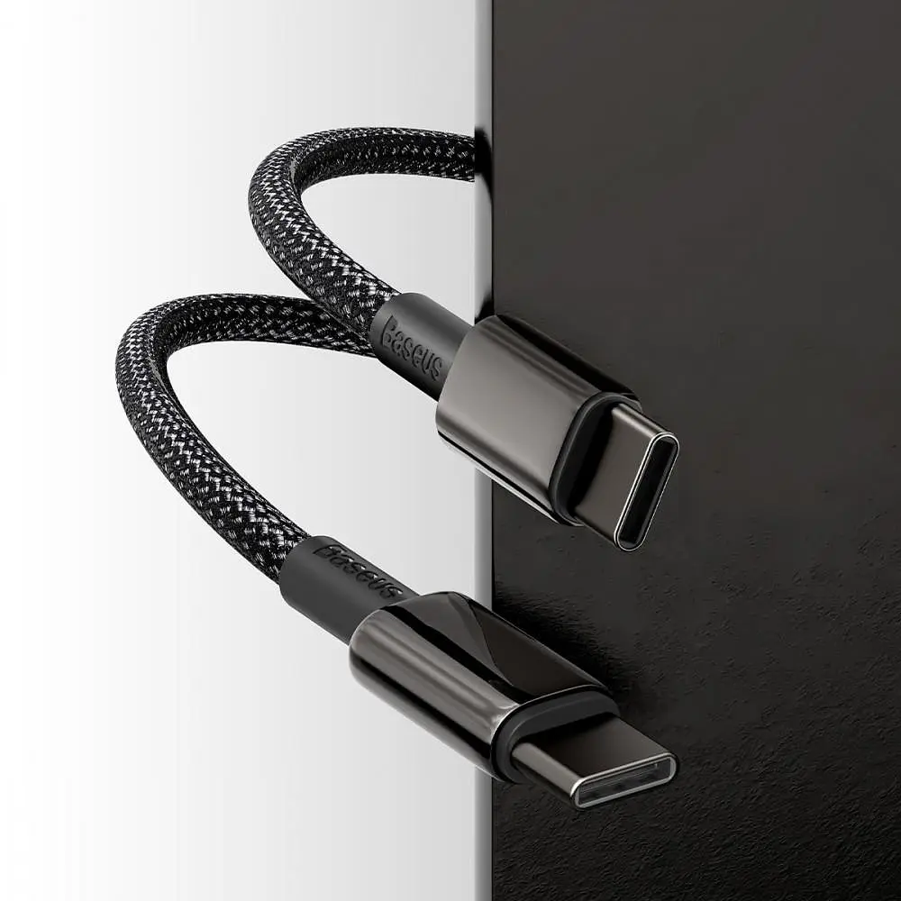 Кабель Baseus Tungsten Gold Fast Charging Type-C to Type-C 100W (1m) black (CATWJ-01) - фото 3