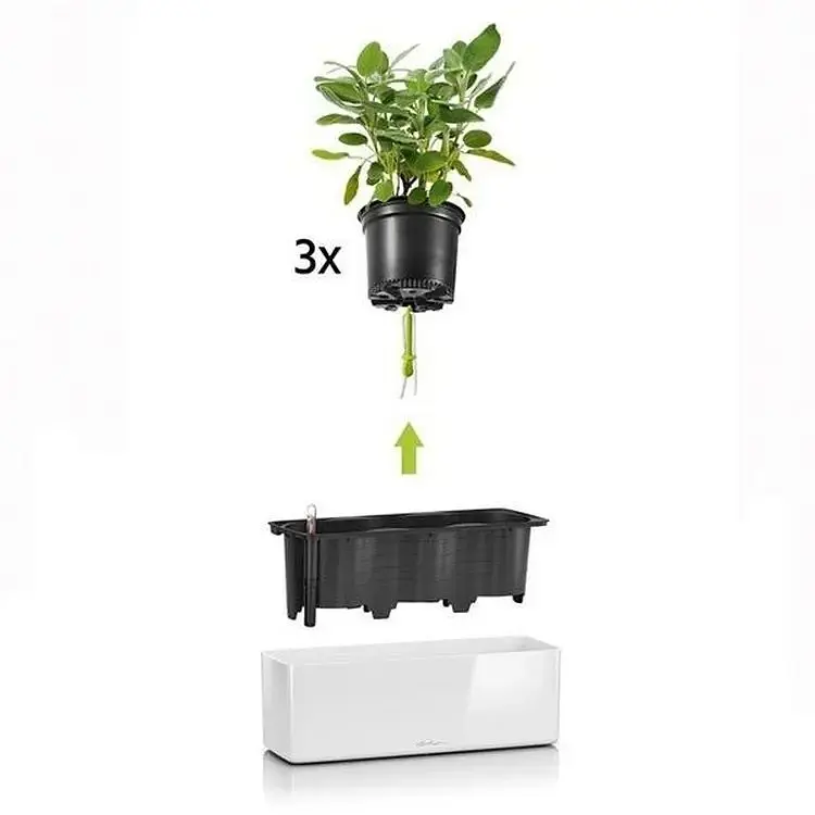 Вазон Lechuza Cube Glossy Triple 40х14х14 см антрацит (13671) - фото 3