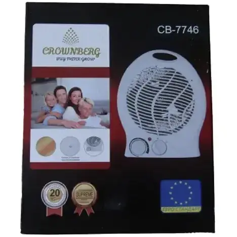 Тепловентилятор (дуйка) Crownberg CB-7746 спіральний зі світлодіодним регулятором температури, 2 рівнями захисту й автономним вимкненням під час перегрівання 2000 Вт - фото 3