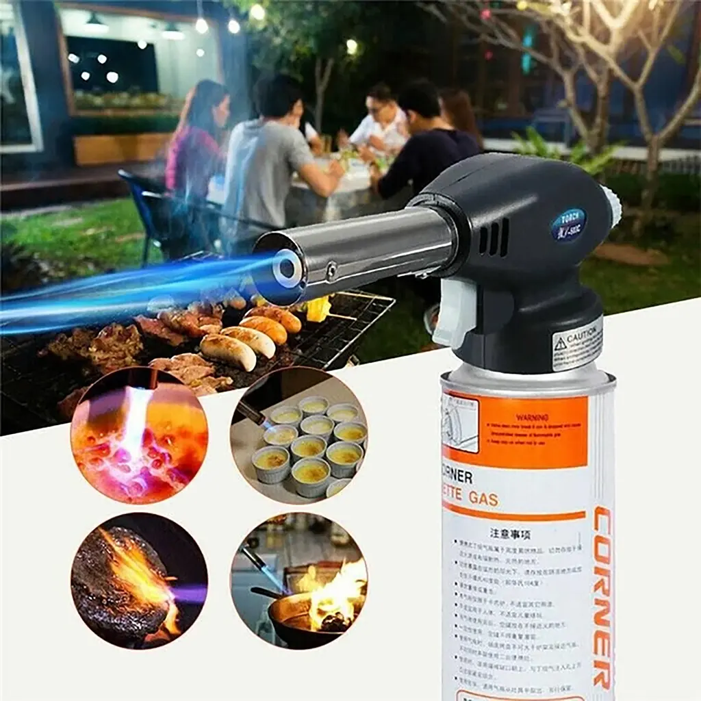 Ручний туристичний газовий пальник Flame Gun 915 з п'єзопідпалом насадка для газового балончика, Yu Xin Чорний 86335 - фото 9