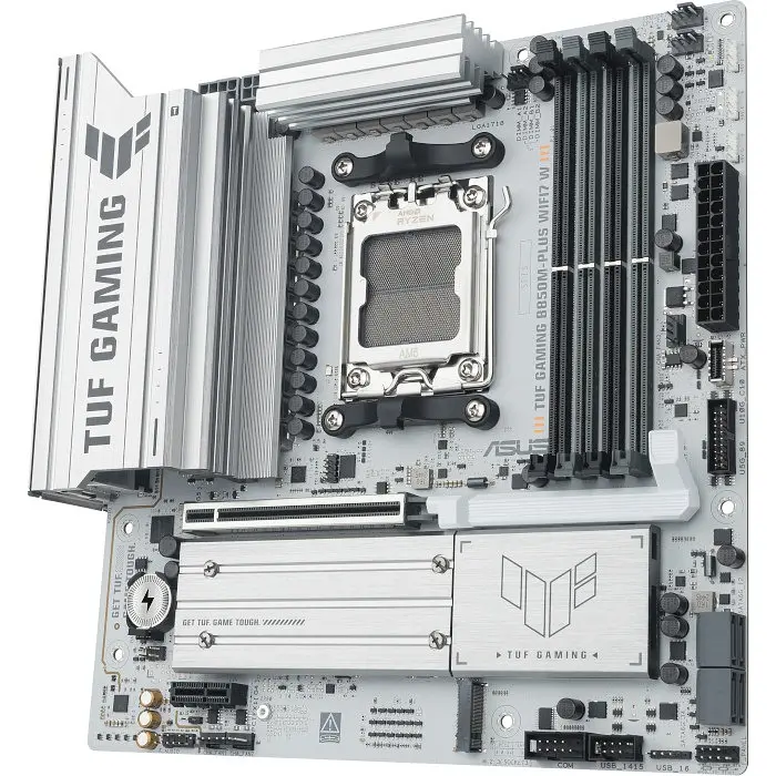 Материнская плата AM5 Asus TUF GAMING B850M-PLUS WIFI7 W, B850, 4xDDR5, Int.Video (CPU), 4xSATA3, 3xM.2, 1xPCI-E 5.0 x16, 1xPCI-E 4.0 x1, ALC1220P, Realtek 2.5Gb, WiFi 7, Bluetooth 5.4, 10xUSB 3.2 / 6xUSB 2.0, HDMI/DP, MicroATX - фото 4