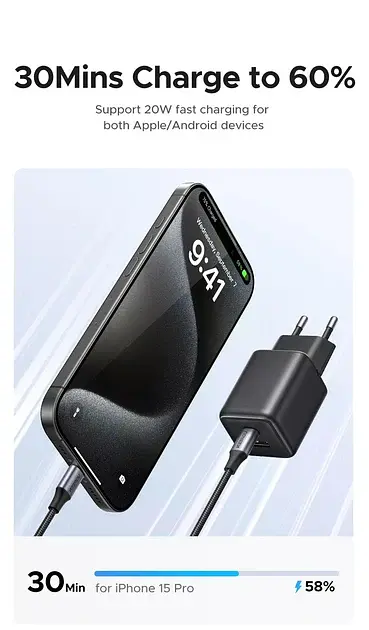 Зарядное устройство для UGREEN X514 GaN 2в1 16/15/14 Samsung Galaxy/Xiaomi Tablet/iPad 20 Вт Black (55534) - фото 7
