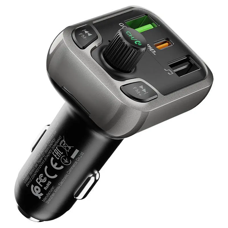 Автозарядный с FM-модулятором BOROFONE bc38 Flash Energy 2 выхода USB+Type-C PD 20W - фото 3