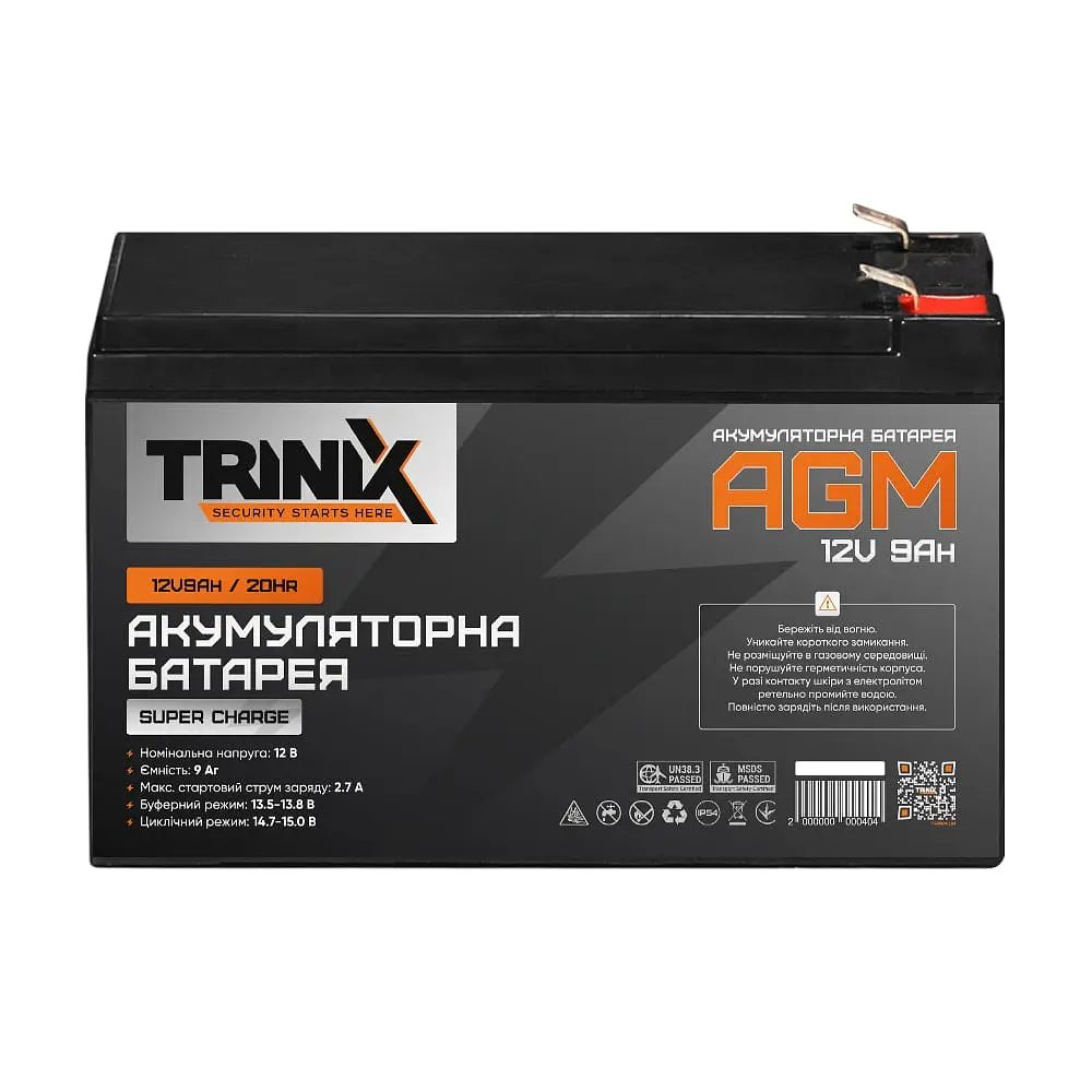 Trinix 12V9Ah/20Hr Super Charge AGM Акумуляторна батарея 12В 9А*год свинцево-кислотна (44-00050) - фото 2