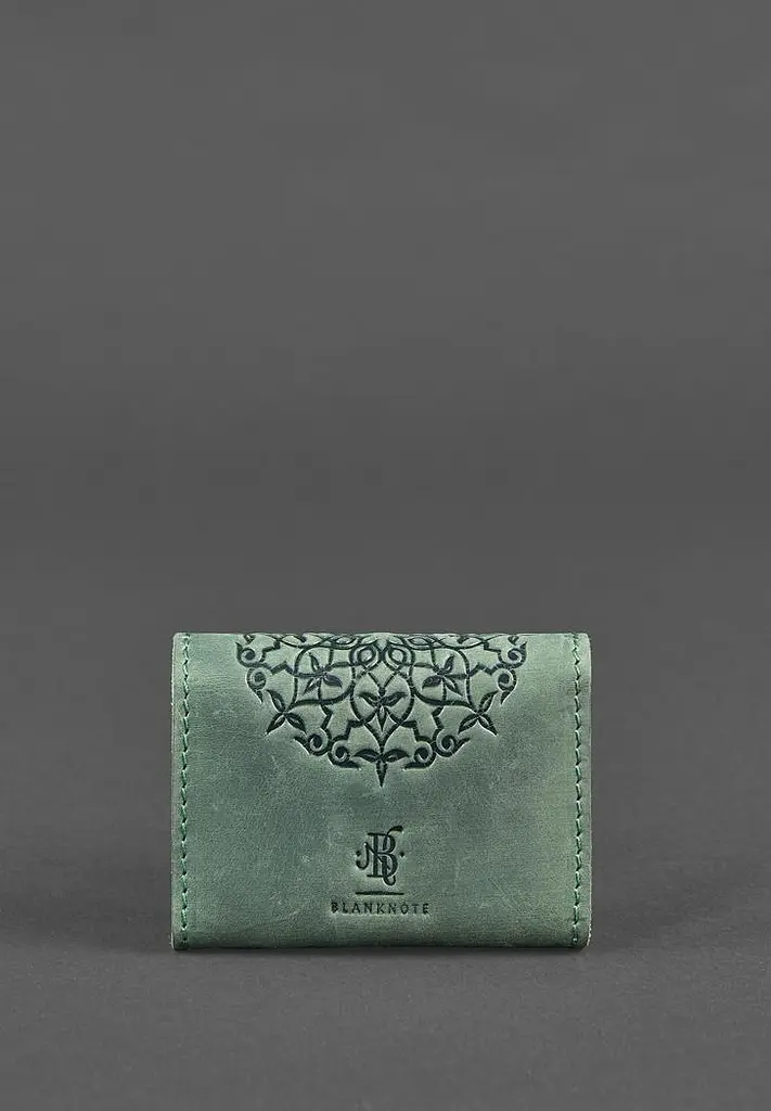 Шкіряний кард-кейс 3.0 зелений з мандалою - фото 5