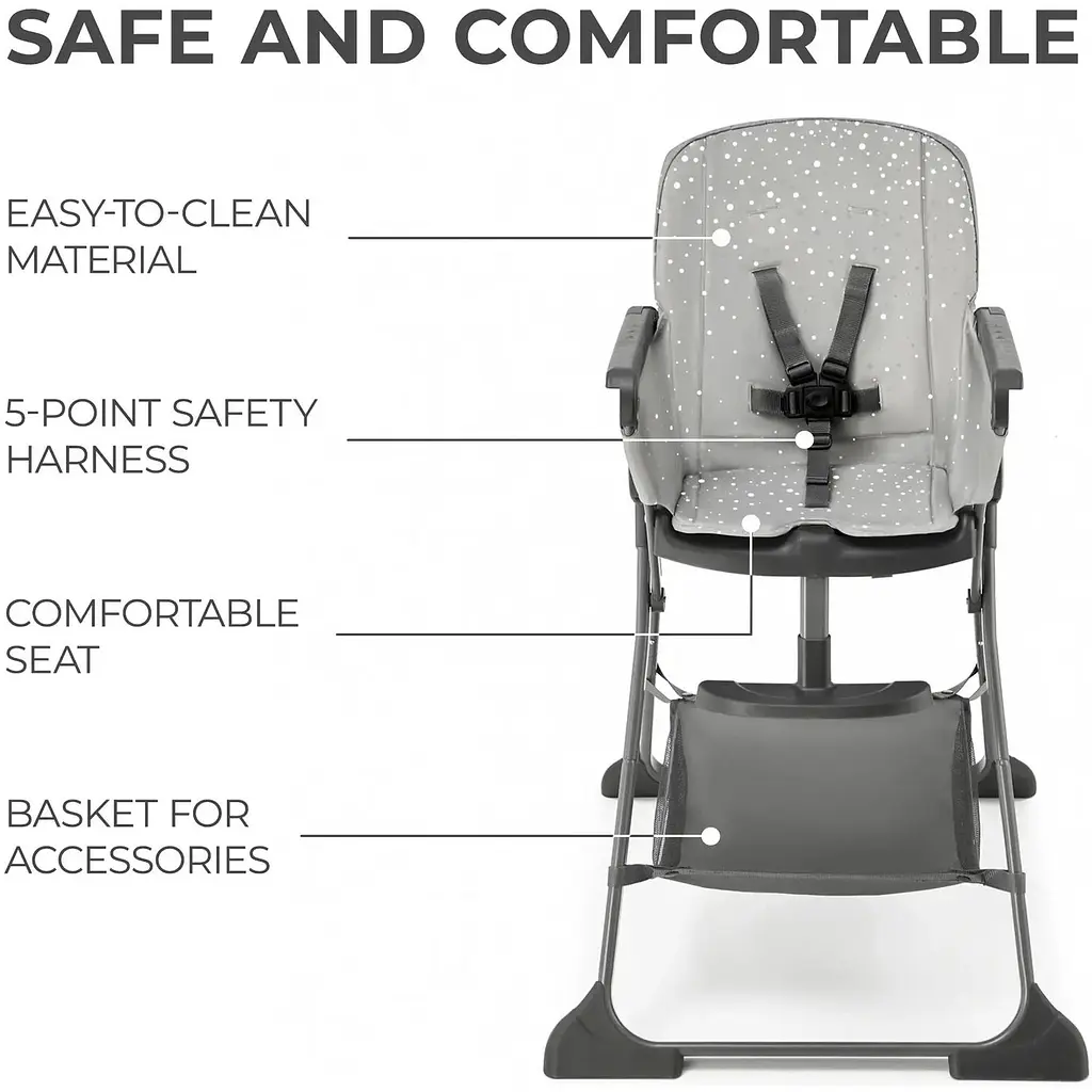 Стільчик для годування Kinderkraft Foldee Grey KHFOLD00GRY0000 (00-00305201) - фото 9