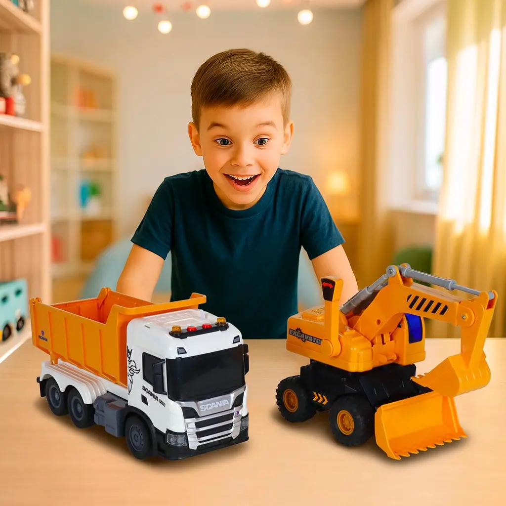 Ігровий набір серії "2 in 1 Truck" – САМОСКИД SCANIA І ЕКСКАВАТОР (світло, звук) TechnoDrive 8001KS - фото 3