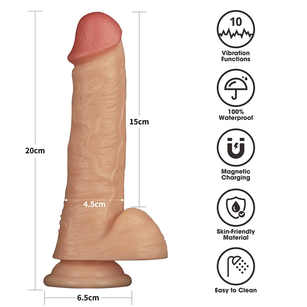 Реалістичний вібратор Vibrating Power Basics Cock 8" тілесний - фото 2